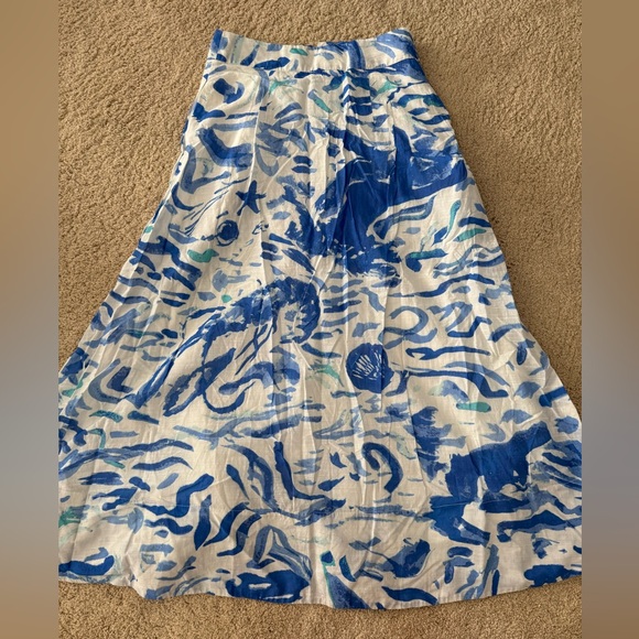 Anthropologie Maeve Women’s Blue A-line Button-Front Midi Skirt - Picture 2 of 8